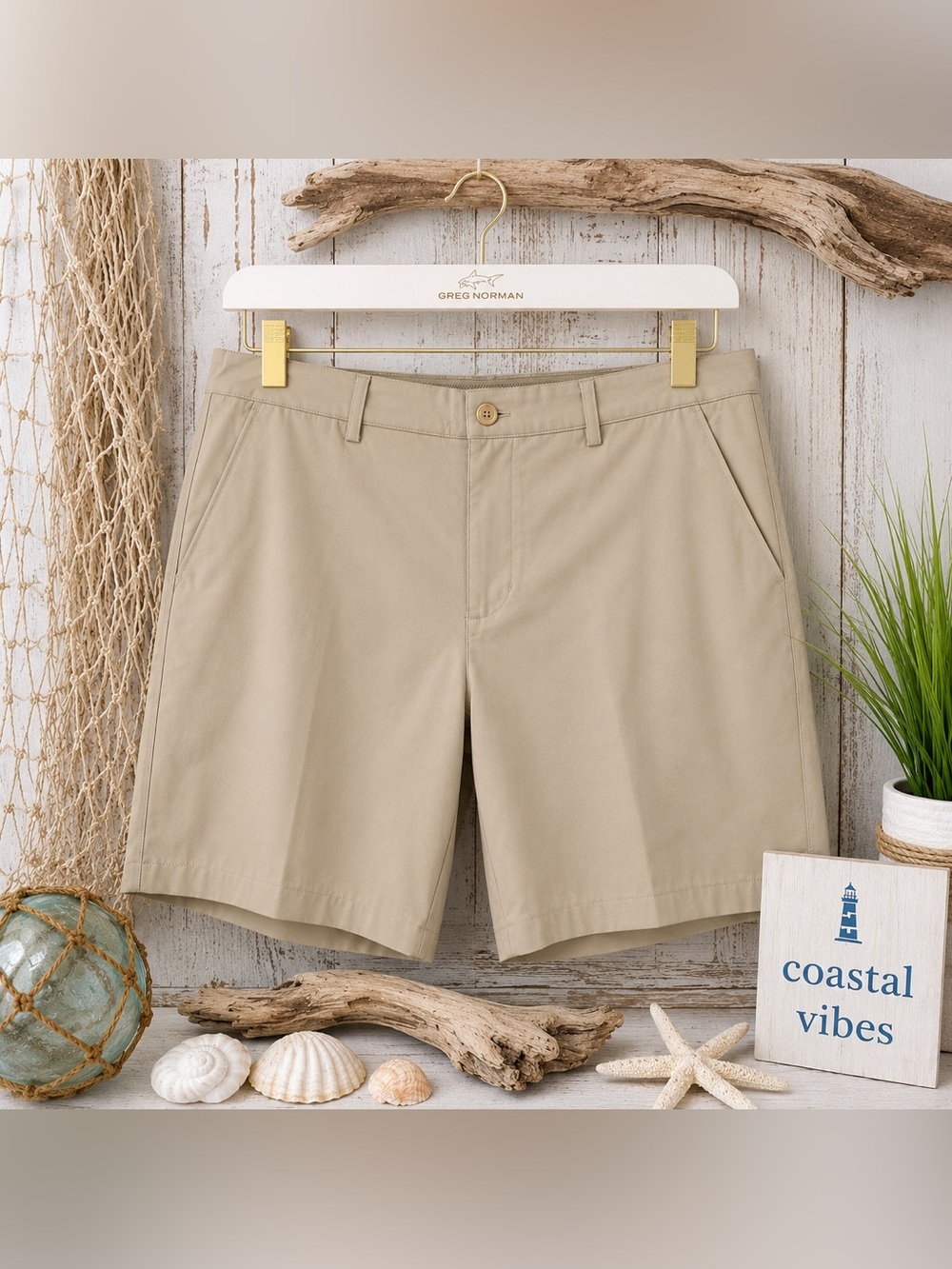 Greg Norman Performance Stretch Golf Shorts NWT Khaki Size 42